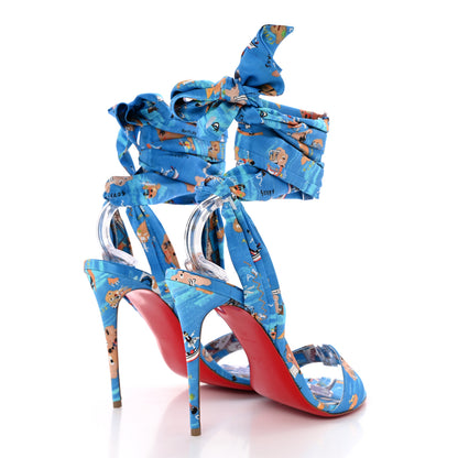 Christian Louboutin Crepe Satin Greekaba Du Desert 100 Sandal 39 Blue Multicolor 4 of 8