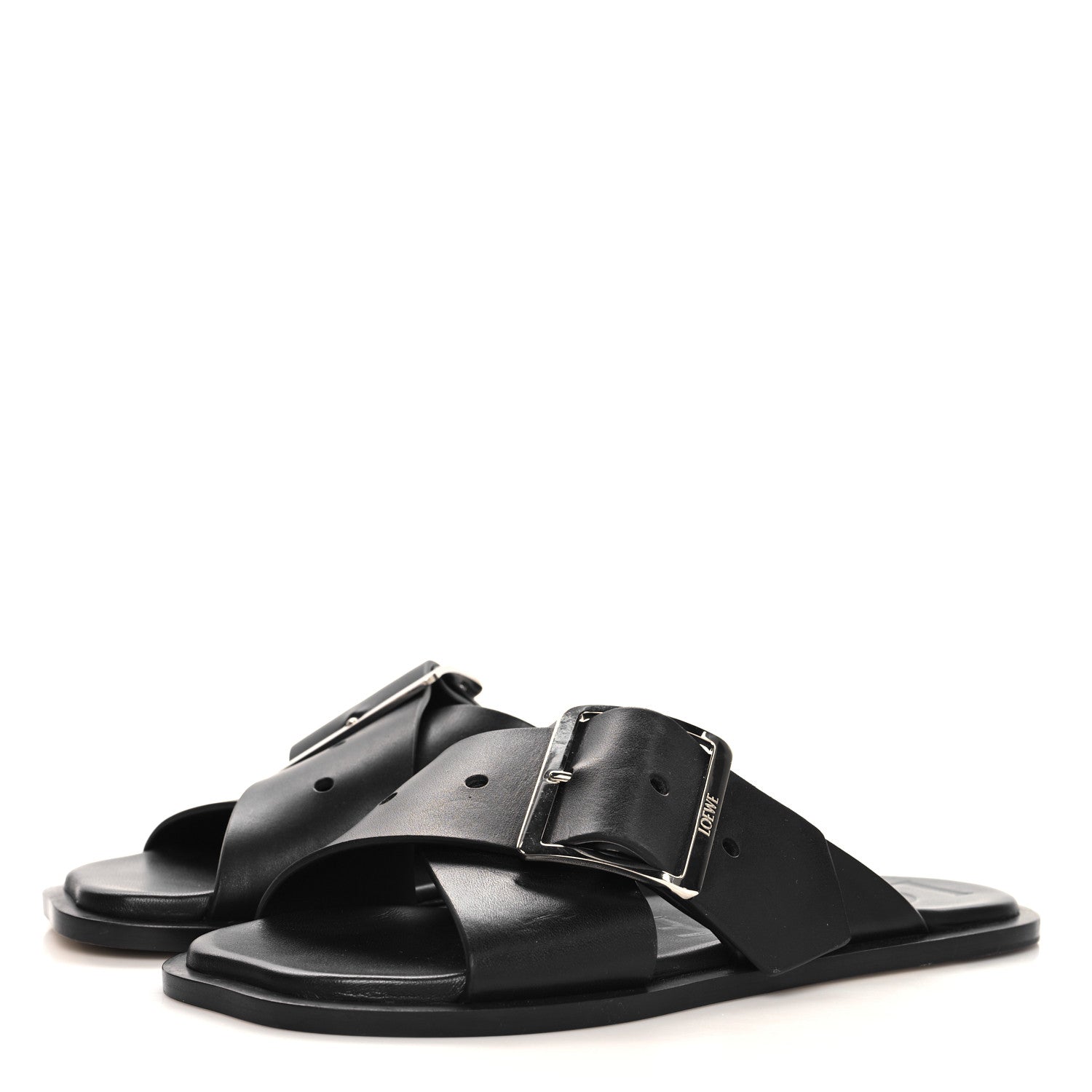 Loewe Calfskin Petal Belt Flat Sandal 36 Black 4 of 8