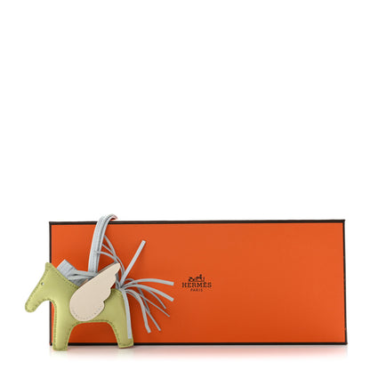 Hermes Milo Lambskin Grigri Rodeo Pegase Horse Bag Charm PM Jaune Bourgeon Bleu Brume Nata 5 of 5