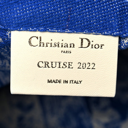 Christian Dior Canvas Print Cruise Tote Ivory Blue 5 of 9