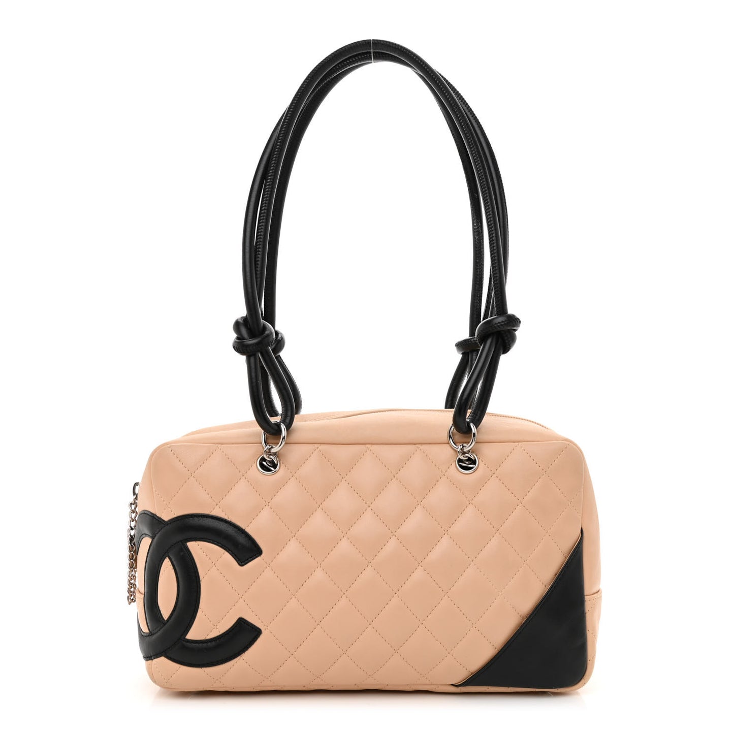 Calfskin Quilted Large Cambon Bowler Beige Black