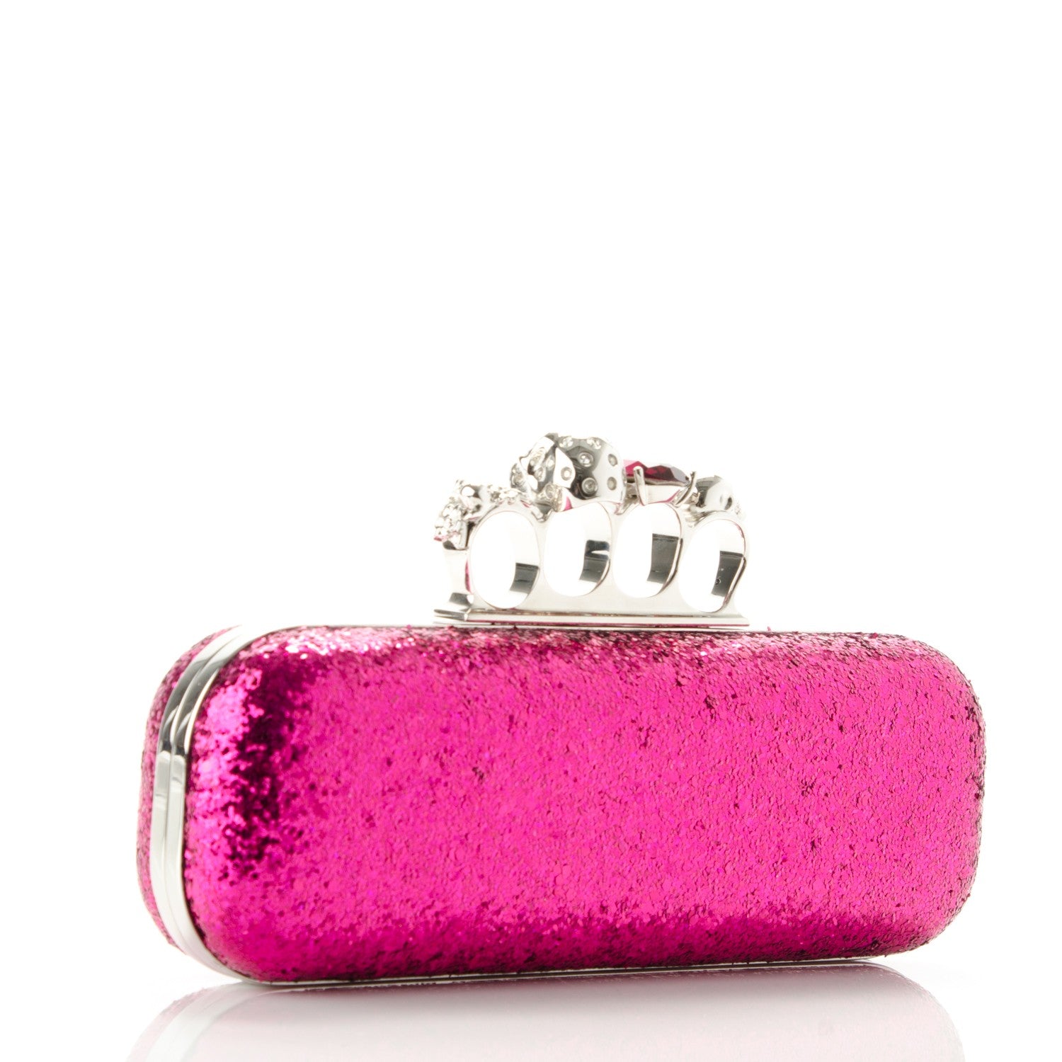 Alexander McQueen PVC Glitter Knuckle Box Clutch Pink 3 of 8