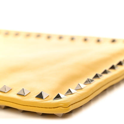 Valentino Garavani Vitello Large Rockstud Zip Wristlet Pouch Yellow 10 of 10