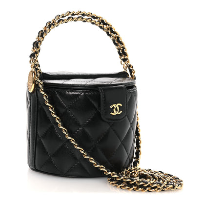 Chanel Lambskin Quilted Chain Top Handle Vanity With Chain  Black 3 of 10