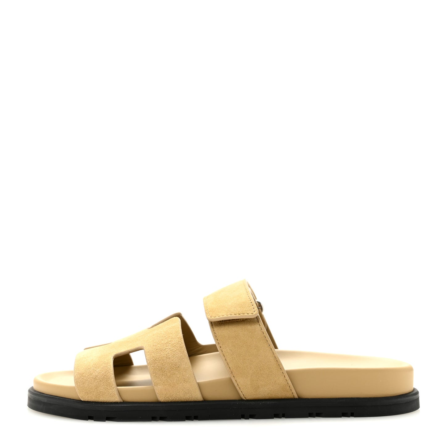 Suede Goatskin Womens Chypre Sandals 37.5 Beige Lin