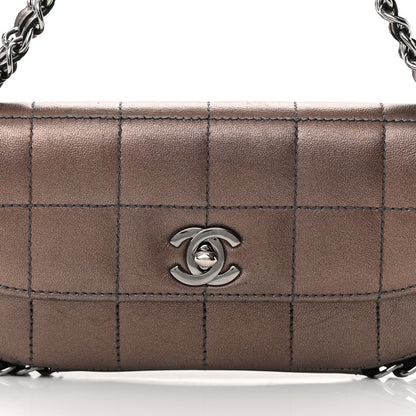 Chanel Metallic Lambskin Quilted Chocolate Bar 3 Chain Flap Bronze 8 of 16