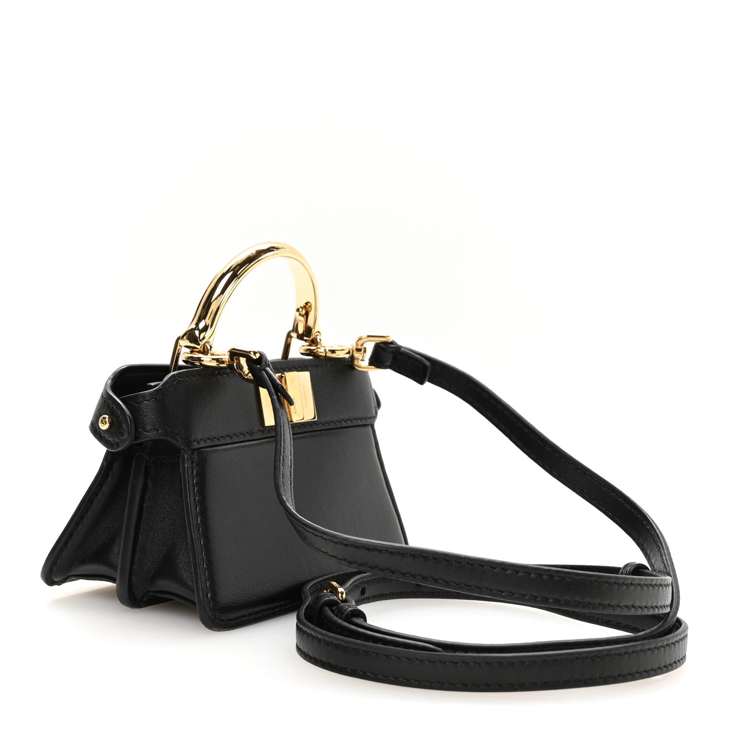Fendi Shiny Nappa Nano Peekaboo Maxi Handle Satchel Black 3 of 11