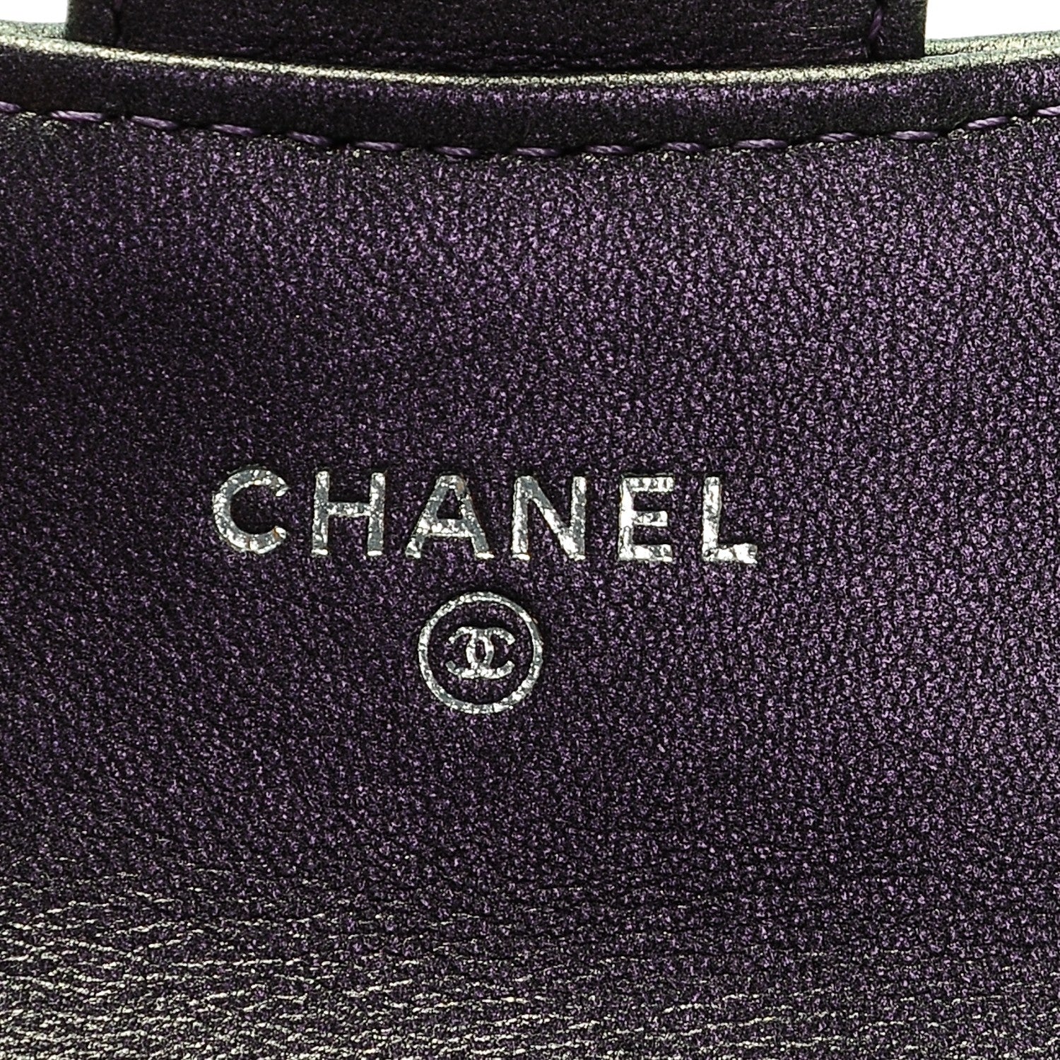 Chanel Metallic Lambskin Quilted Flap Card Holder Dark Purple 6 of 8