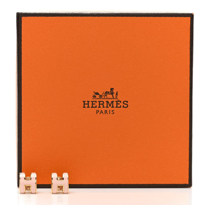 Hermes Rose Gold Lacquered Mini Pop H Earrings Rose Sakura 6 of 6