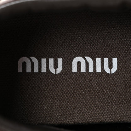 Miu Miu Technical Fabric Calfskin Snakeskin Effect Gymnasium Sneakers 38 Moro Tobacco 7 of 9