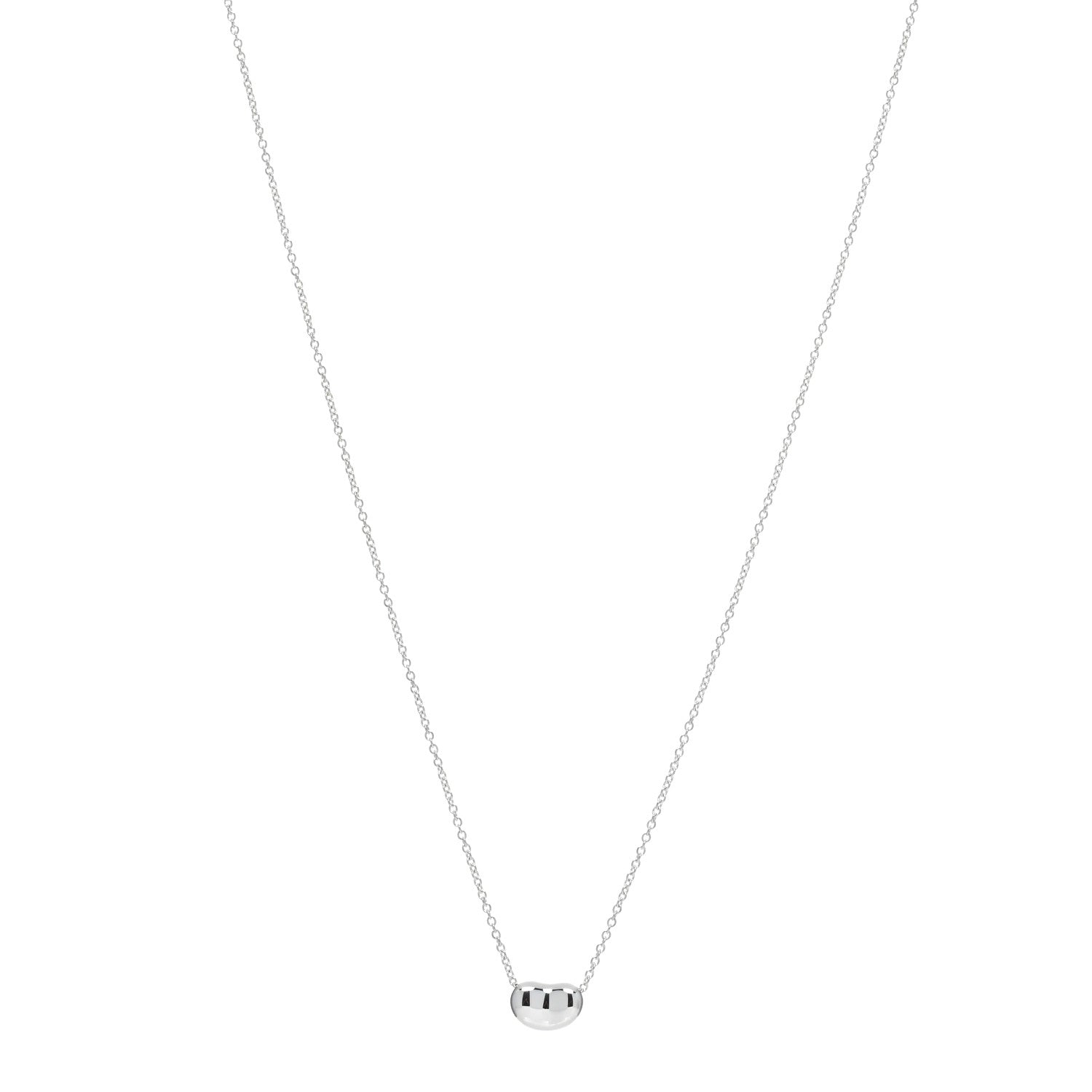 Tiffany Sterling Silver 9mm Elsa Peretti Bean Pendant Necklace 1 of 4