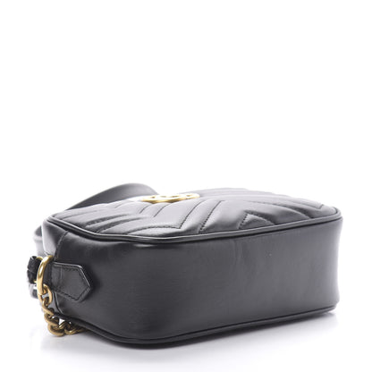 Gucci Calfskin Matelasse Mini GG Marmont Chain Shoulder Bag Black 4 of 10