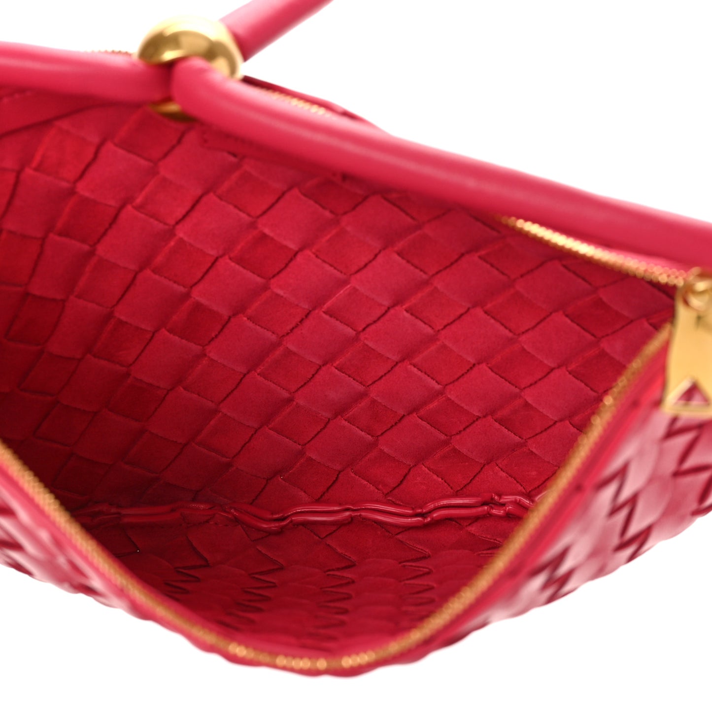 Nappa Intrecciato Small Turn Pouch Cranberry