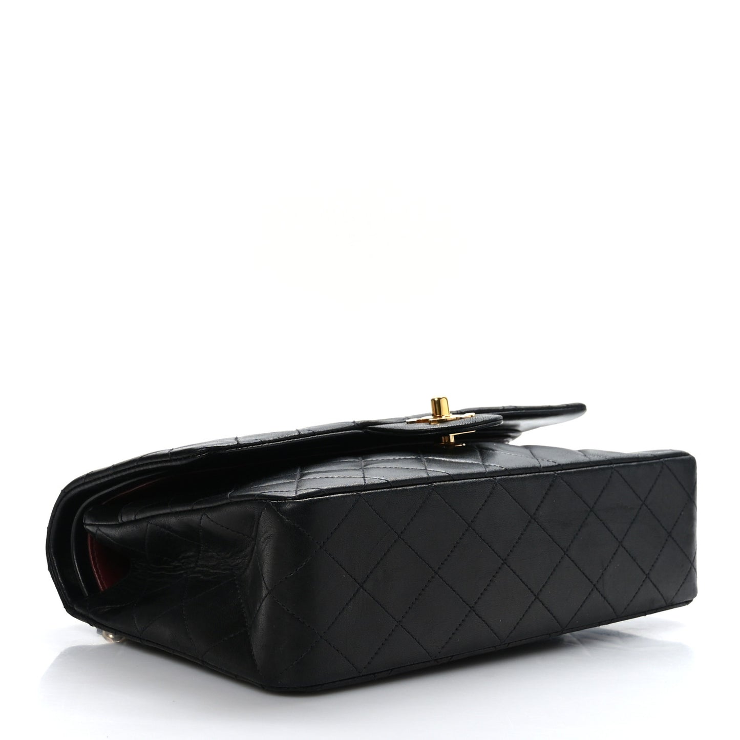 Lambskin Quilted Medium Double Flap Black