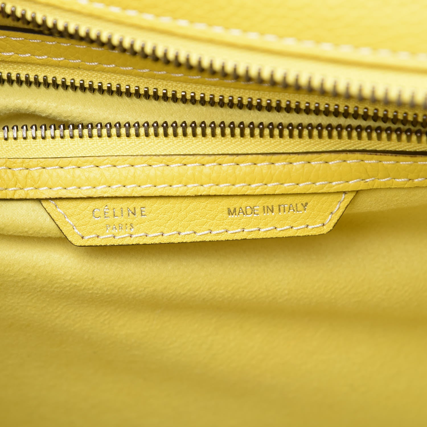 Celine Drummed Calfskin Mini Luggage Citron 8 of 12