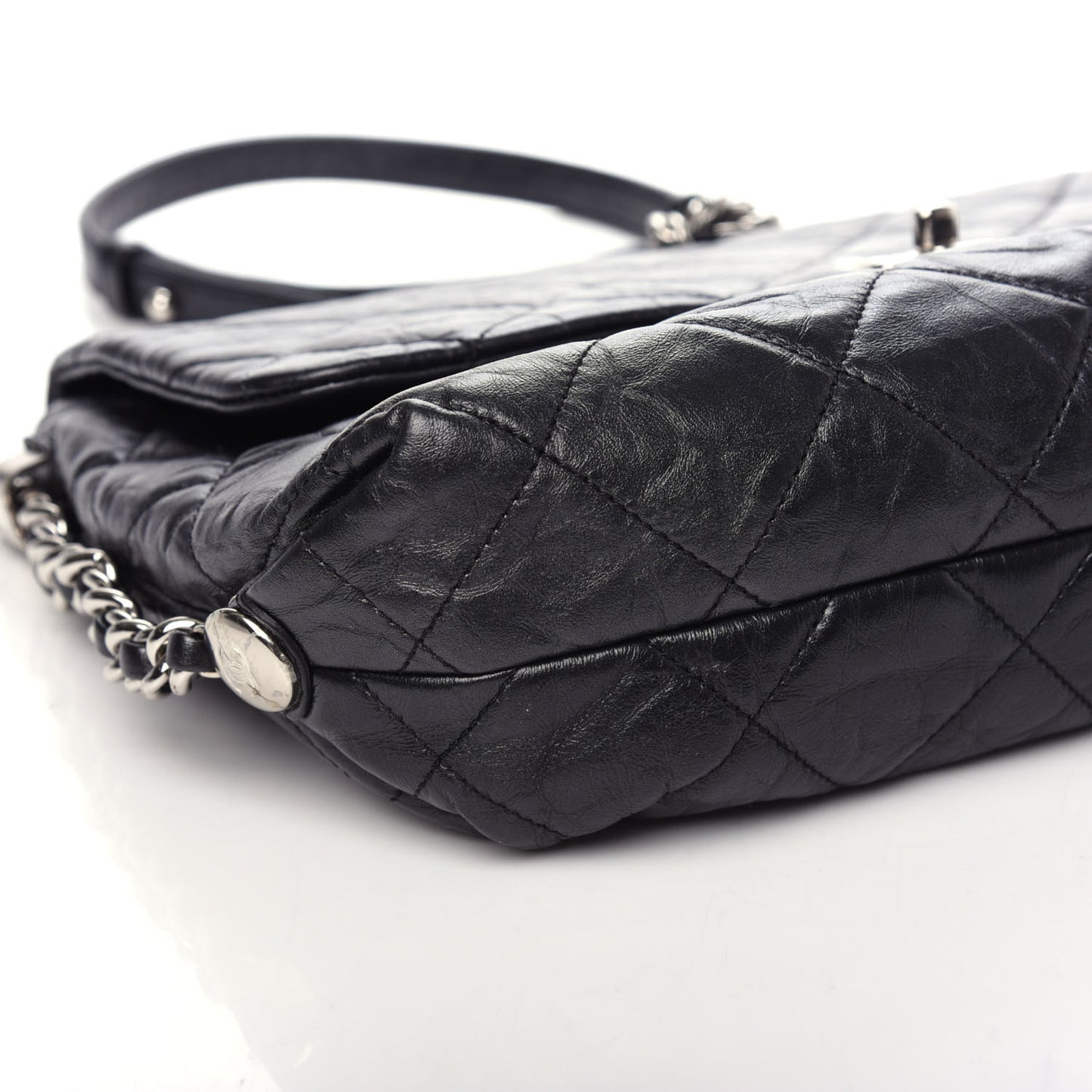 Crackled Aged Calfskin Big Bang Flap Black