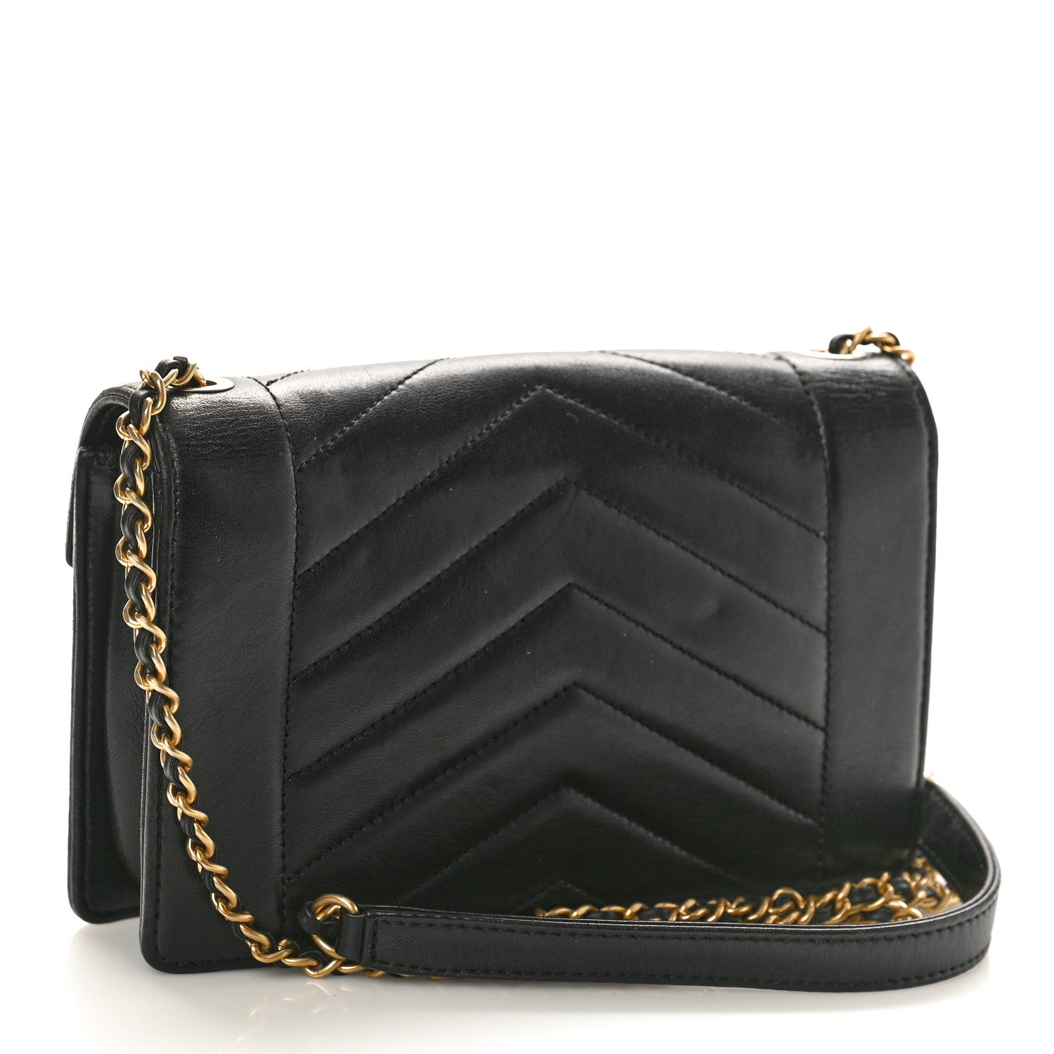 Chanel Lambskin Reversed Chevron Quilted Flap Black 3 of 10