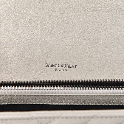 Saint Laurent Sheepskin Matelasse Chevron Monogram Medium College Bag Dove White 6 of 11