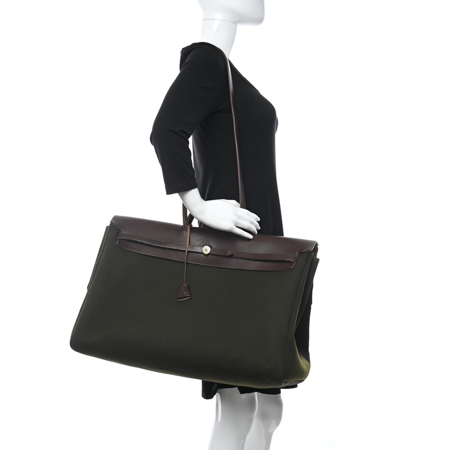 Hermes Toile Vache Hunter Herbag 50 Kaki Ebene 3 of 9
