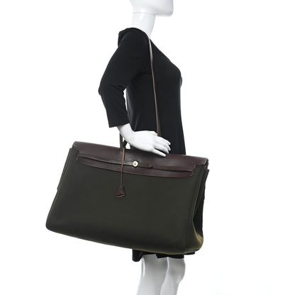 Hermes Toile Vache Hunter Herbag 50 Kaki Ebene 3 of 9