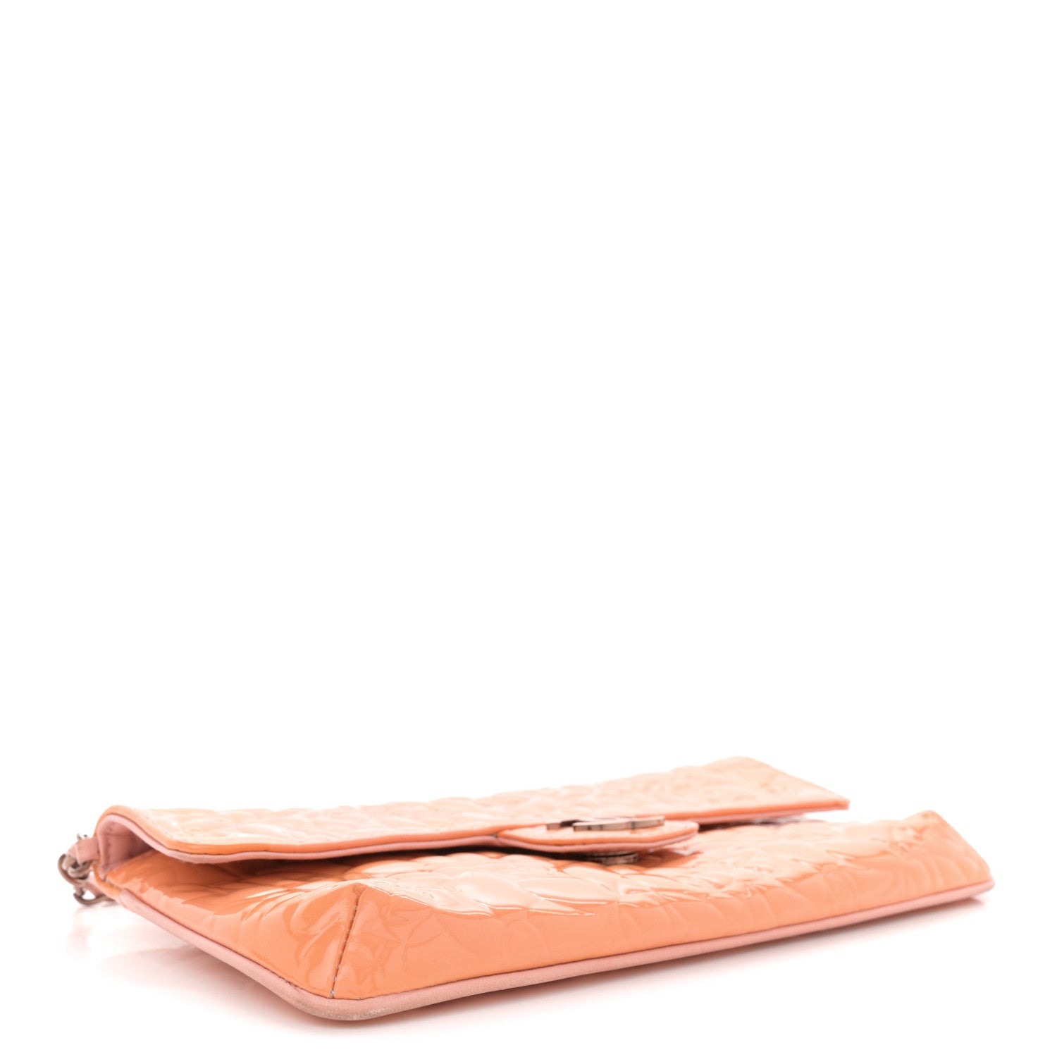 Chanel Patent Calfskin Camellia Embossed Flap Pochette Pink 4 of 13