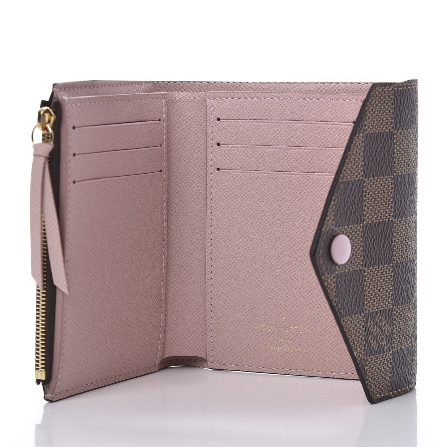 Damier Ebene Victorine Wallet Rose Ballerine