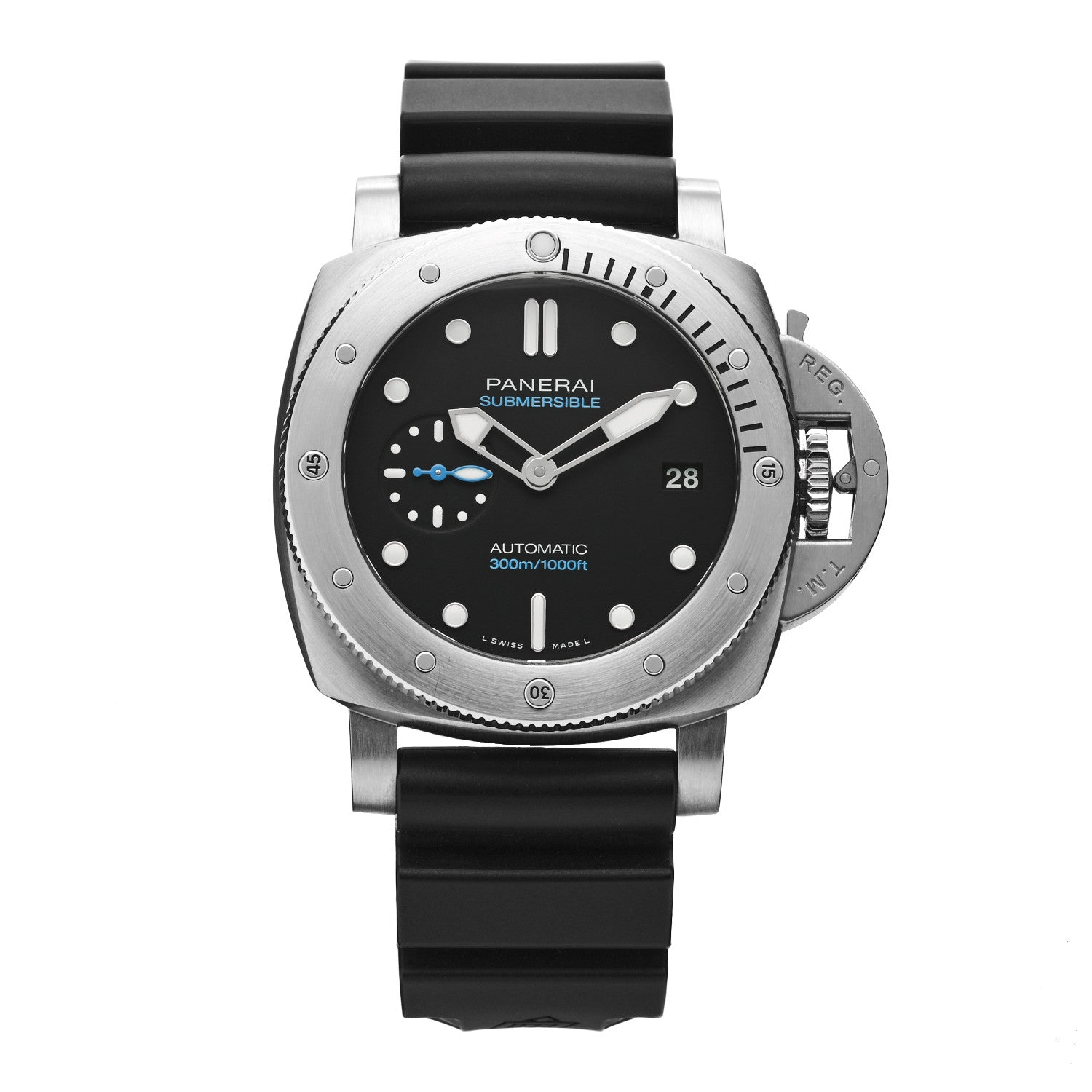 Panerai Stainless Steel Rubber 42mm Luminor Submersible Automatic Watch Black PAM00973 1 of 6