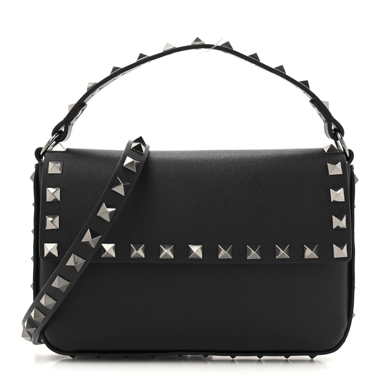 Valentino Garavani Grainy Calfskin Rockstud Crossbody Pouch Black 1 of 9