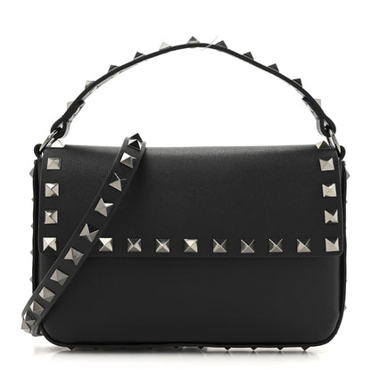 Valentino Garavani Grainy Calfskin Rockstud Crossbody Pouch Black 1 of 9