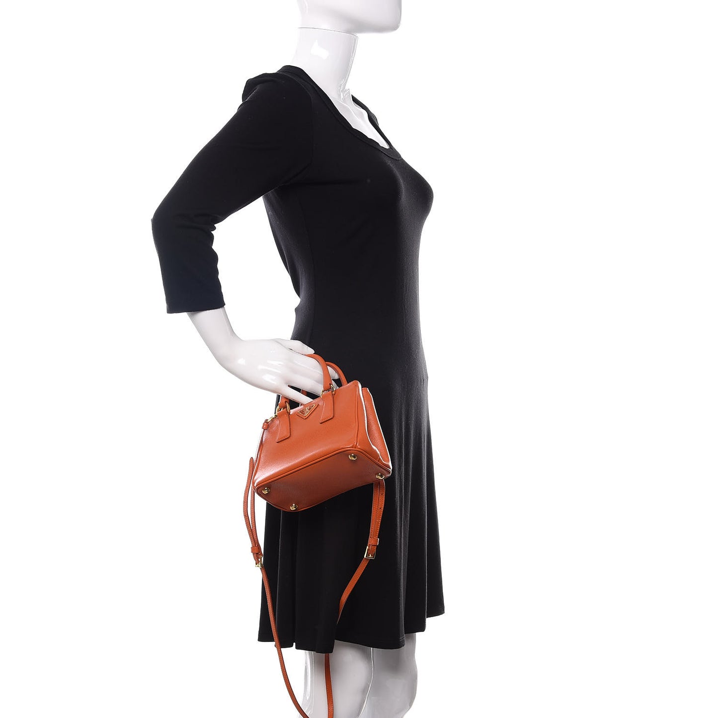 Saffiano Lux Micro Galleria Double Zip Tote Papaya