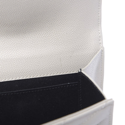 Saint Laurent Grain De Poudre Matelasse Chevron Monogram Envelope Clutch Blanc Vintage 10 of 11