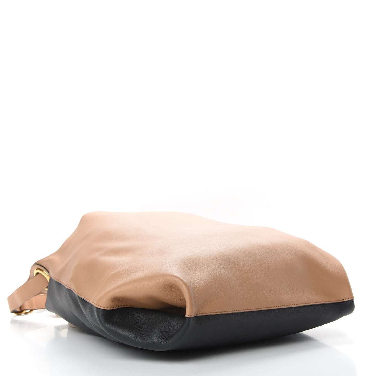 Calfskin Medium Grommet Hobo Light Camel Black