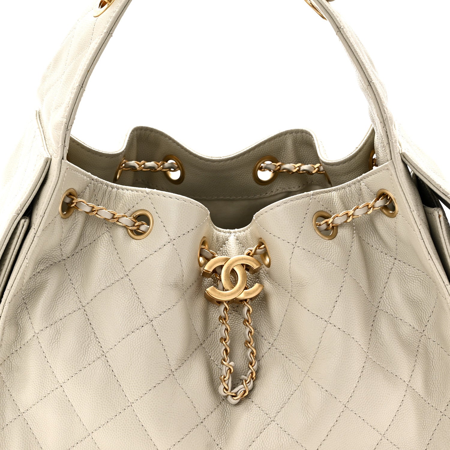 Chanel Caviar Quilted Small Chanel 25 Handbag Light Grey 8 of 10