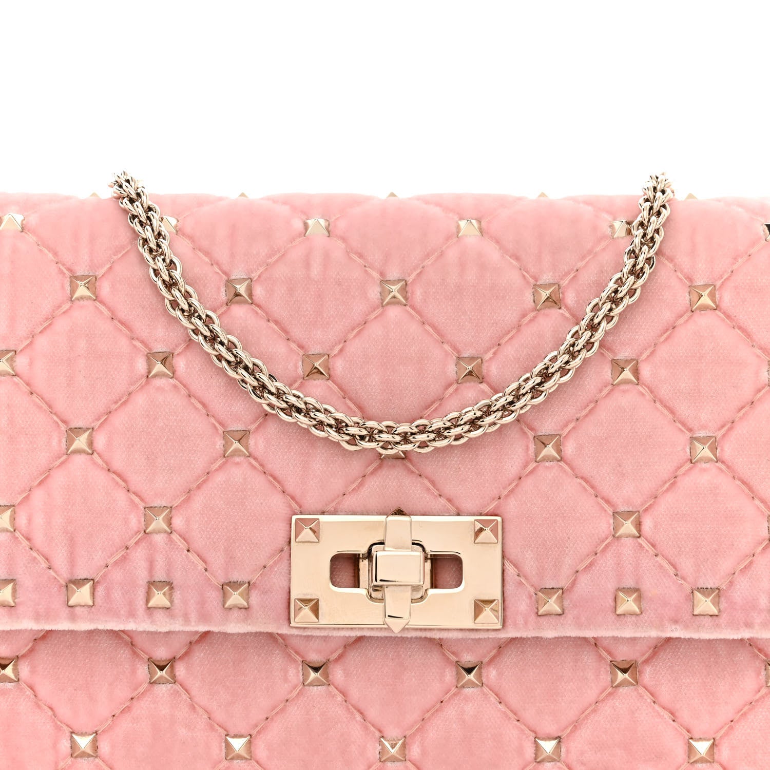 Valentino Garavani Velvet Rockstud Spike Wallet on Chain Water Rose 7 of 12