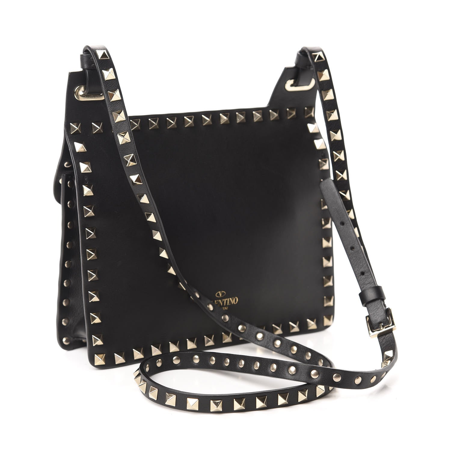Valentino Garavani Calfskin Rockstud Crossbody Messenger Bag Black 3 of 11