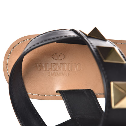 Valentino Garavani Calfskin Macro Rockstud Ankle Strap Sandals 40 Black 6 of 9