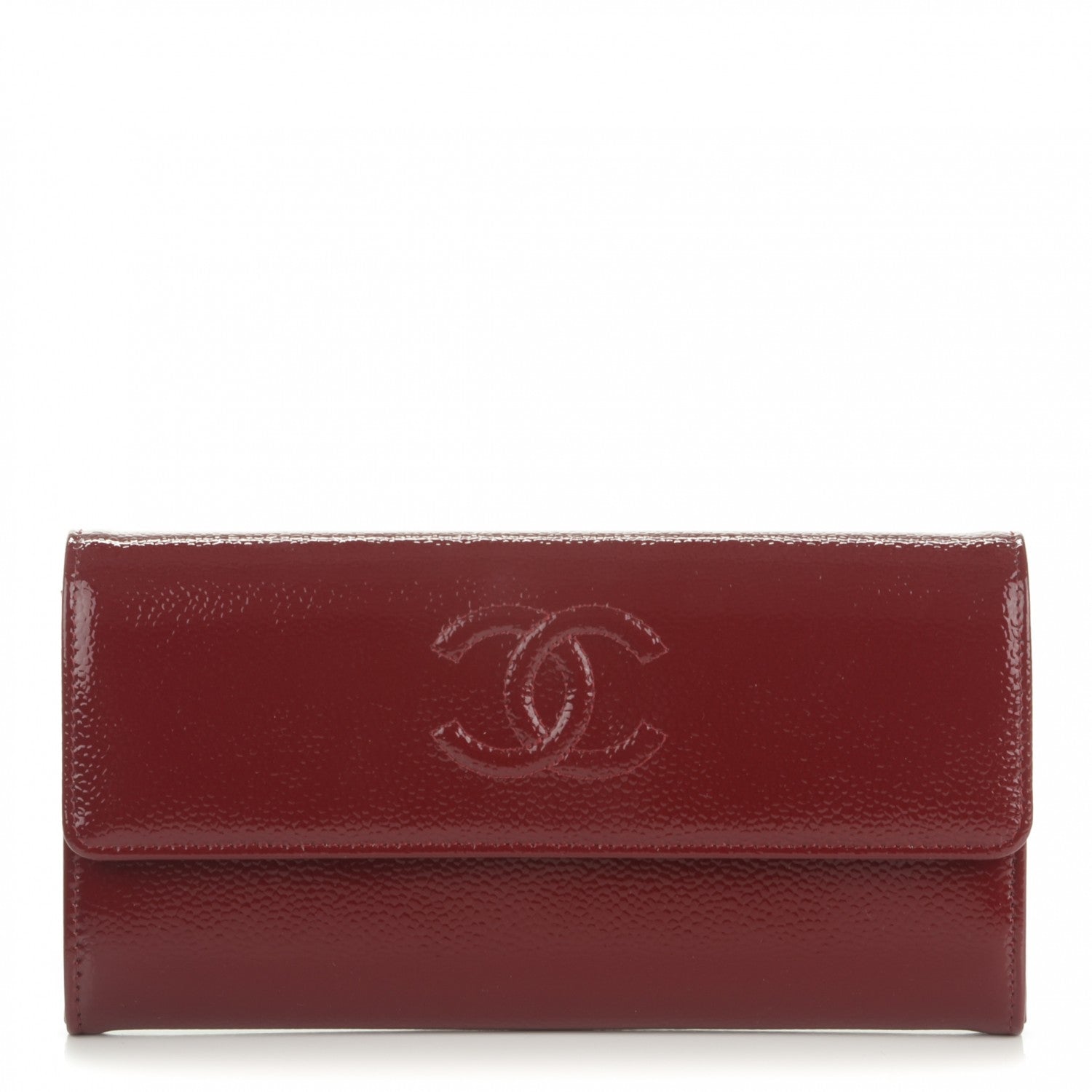 Chanel Patent Caviar Timeless CC Large Gusset Flap Wallet Burgundy 1 of 8