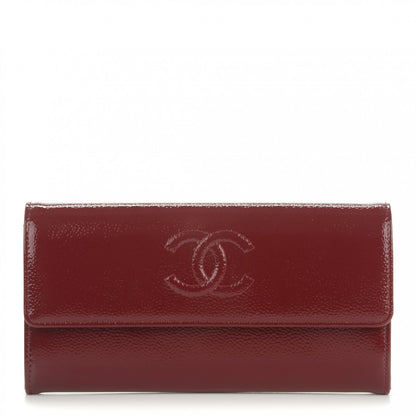 Chanel Patent Caviar Timeless CC Large Gusset Flap Wallet Burgundy 1 of 8