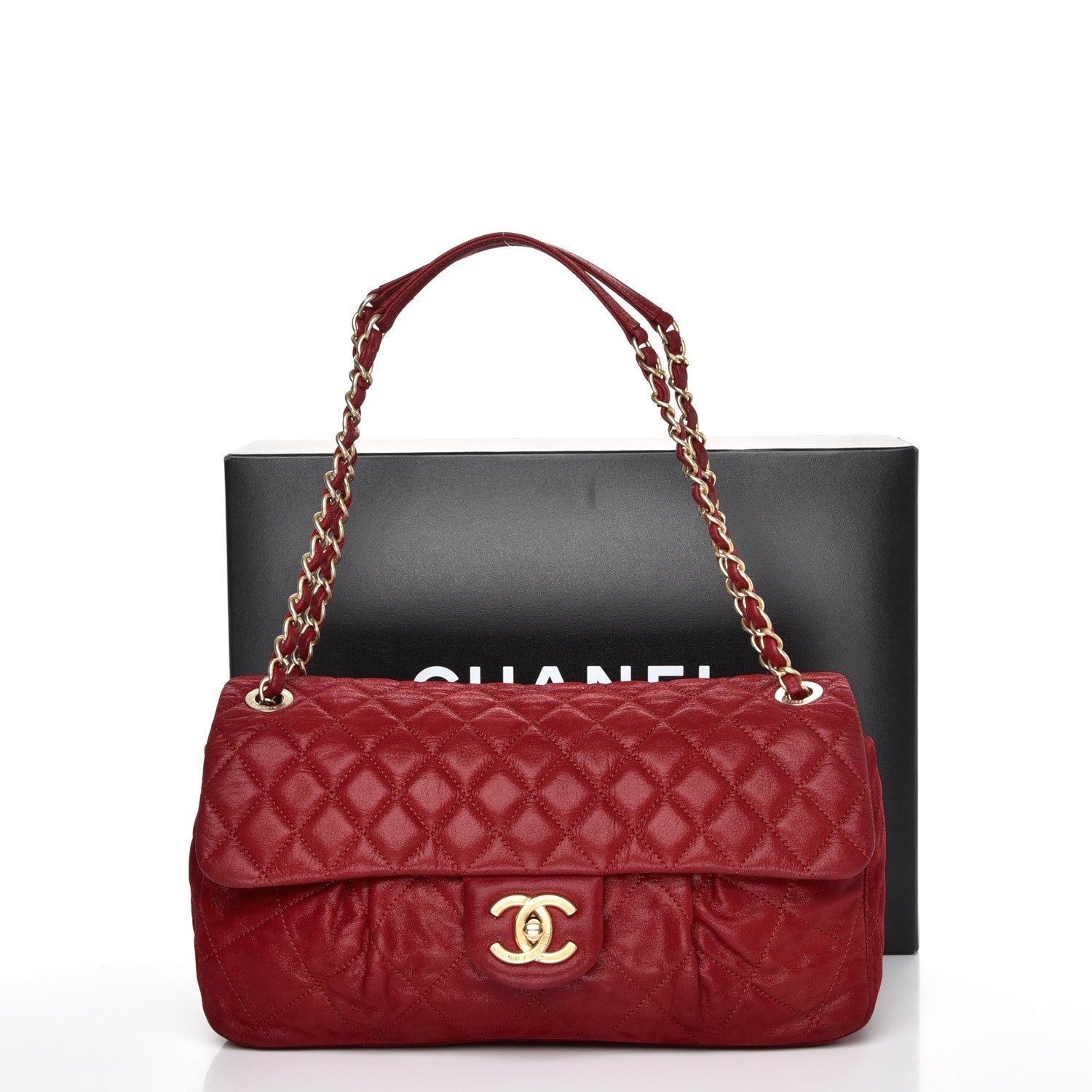 Chanel Iridescent Calfskin Large Chic Quilt Flap Red 16 of 16