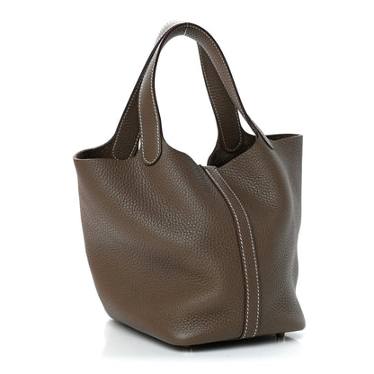 Hermes Taurillon Clemence Picotin Lock 18 PM Etoupe 2 of 4