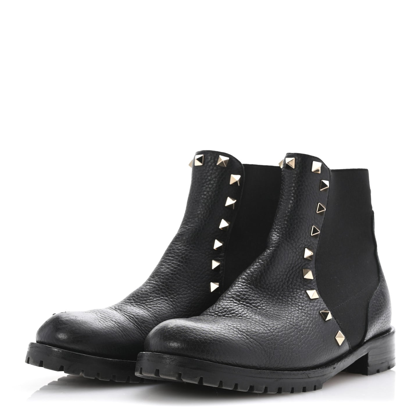 Calfskin Rockstud Beatle Chelsea 20mm Ankle Boots 36 Black