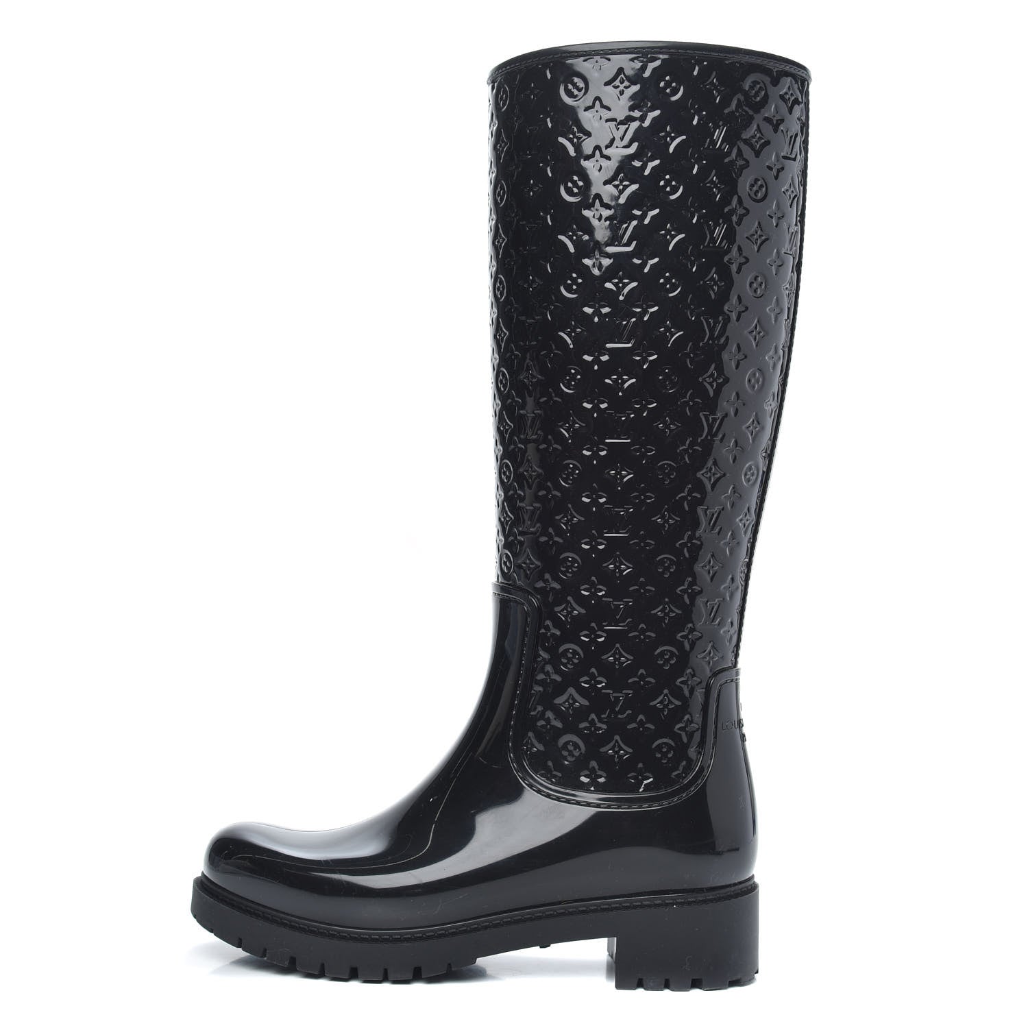 Louis Vuitton Rubber Embossed Monogram Splash Rain Boots 37 Black 1 of 9