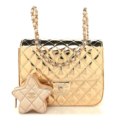 Chanel Mirror Calfskin Metallic Calfskin Quilted Hollywood Boulevard Backpack With Coin Purse Gold 3 of 12