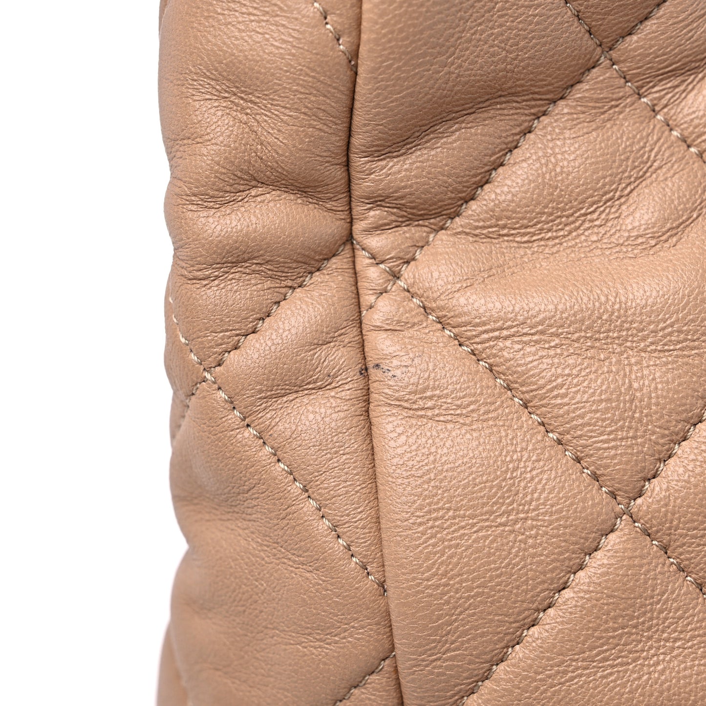 Lambskin Quilted Large CC Funky Town Hobo Beige