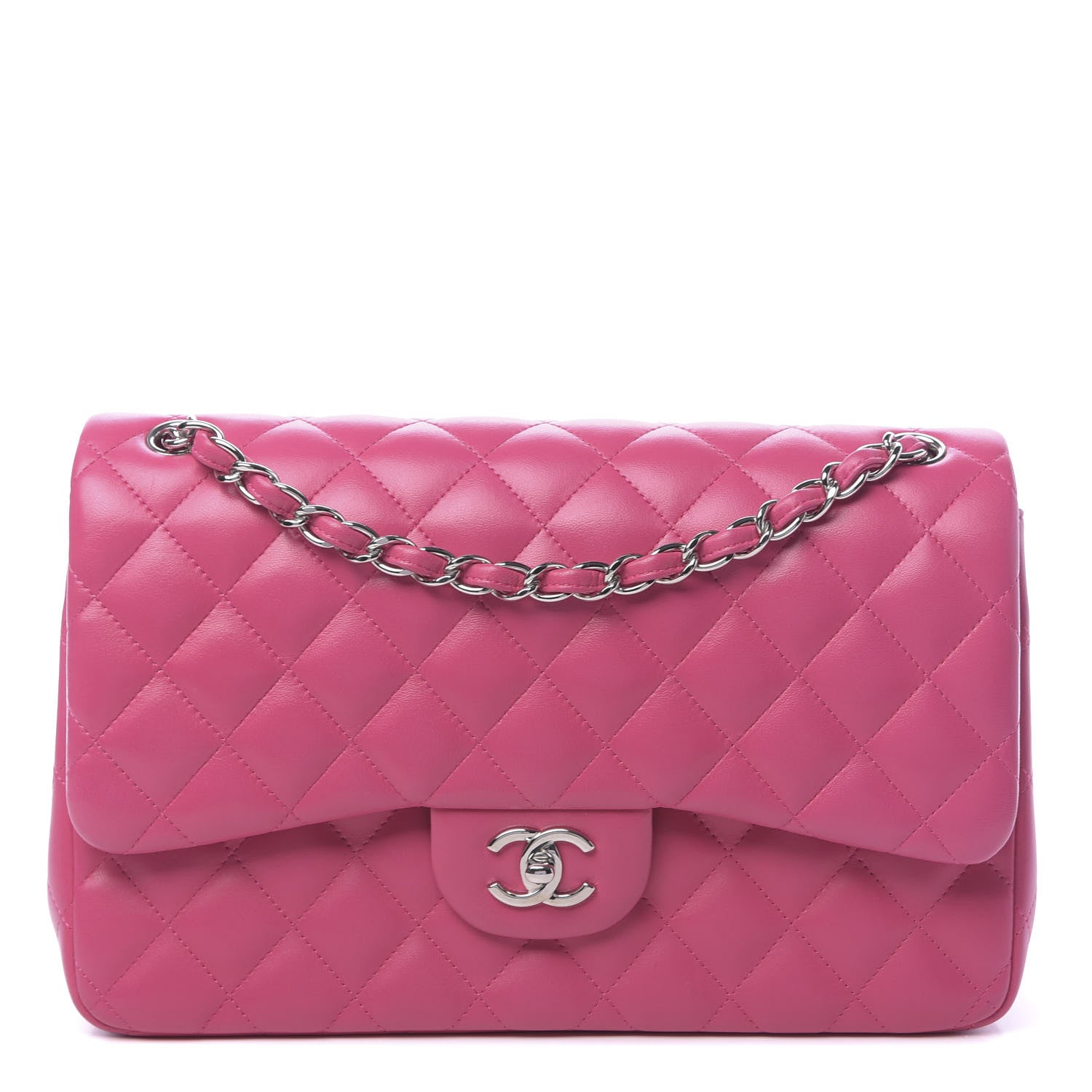Chanel Lambskin Quilted Jumbo Double Flap Fuchsia 1 of 11