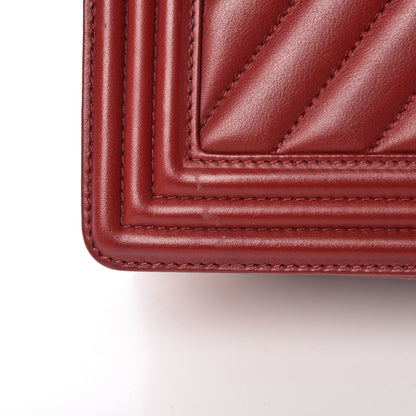 Chanel Calfskin Chevron Quilted Medium Boy Flap Dark Red 17 of 18