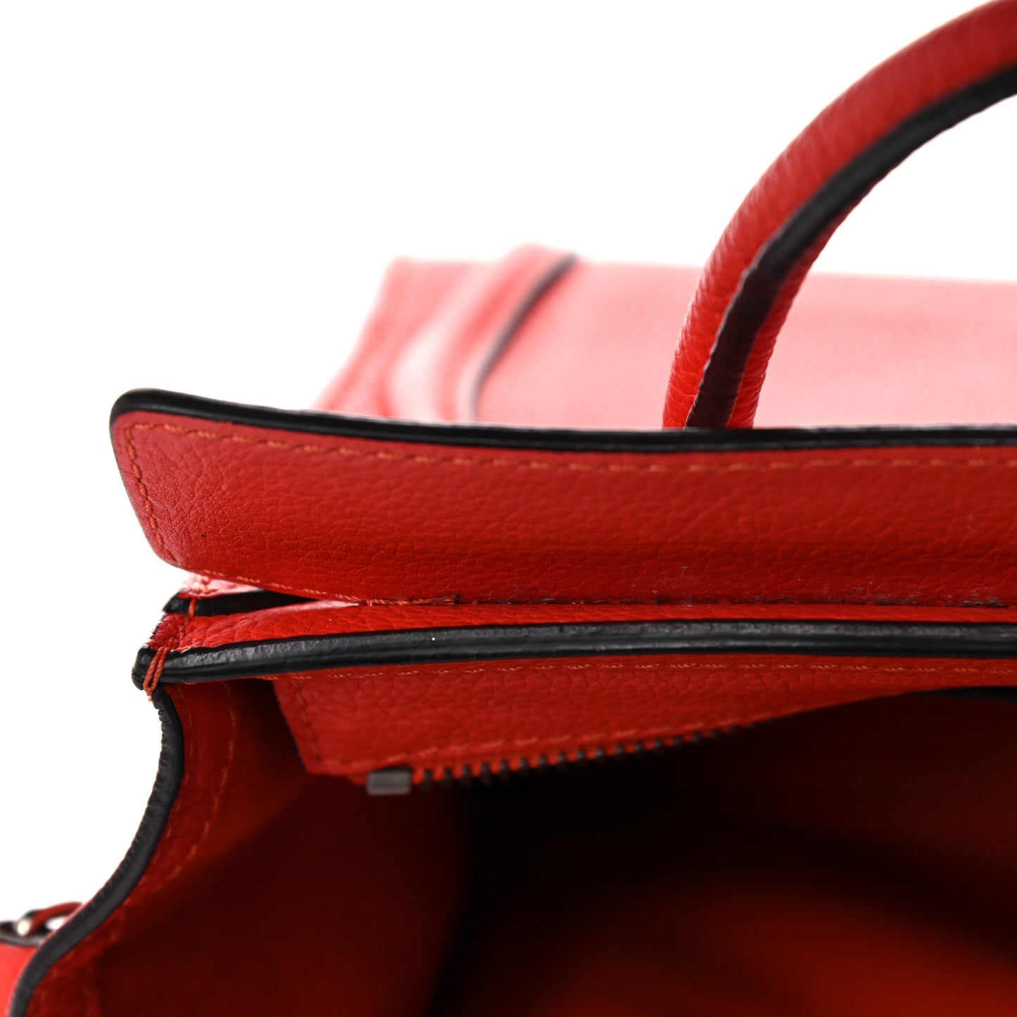 Drummed Calfskin Nano Luggage Vermillion