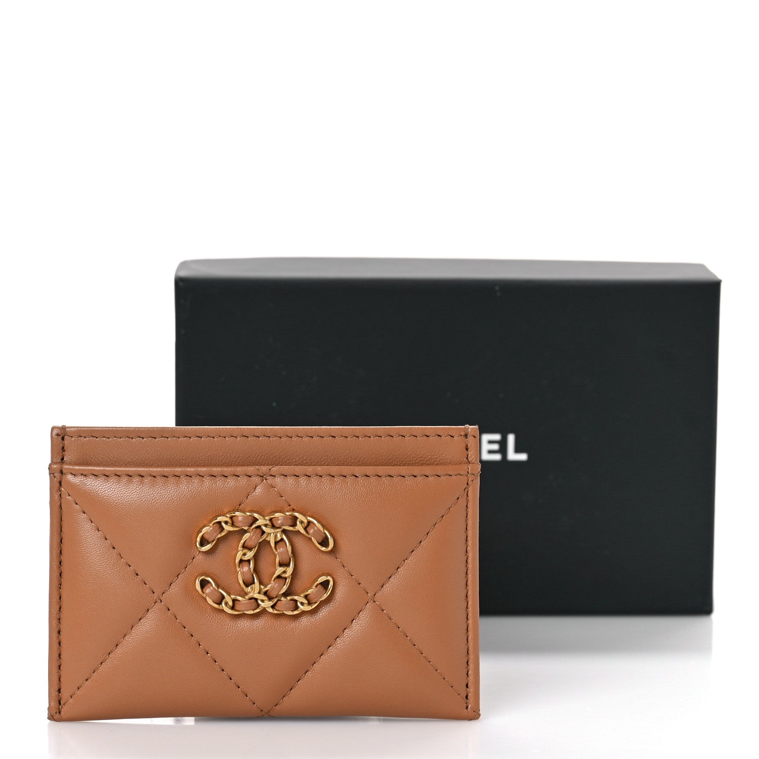 Chanel Lambskin Quilted Chanel 19 Card Holder Brown 10 of 10