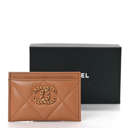 Chanel Lambskin Quilted Chanel 19 Card Holder Brown 10 of 10