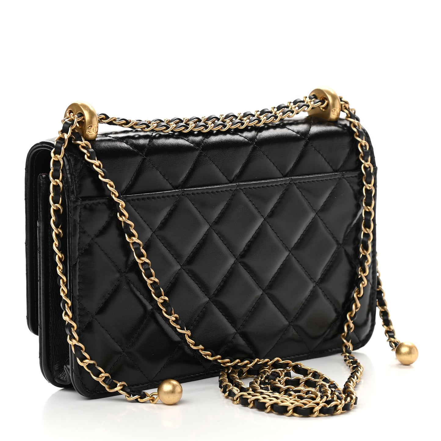Calfskin Quilted Perfect Fit Wallet On Chain WOC Black